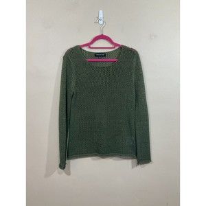 Jones New York Womens Open Knit Sweater Size Medium Green Lagenlook Coastal